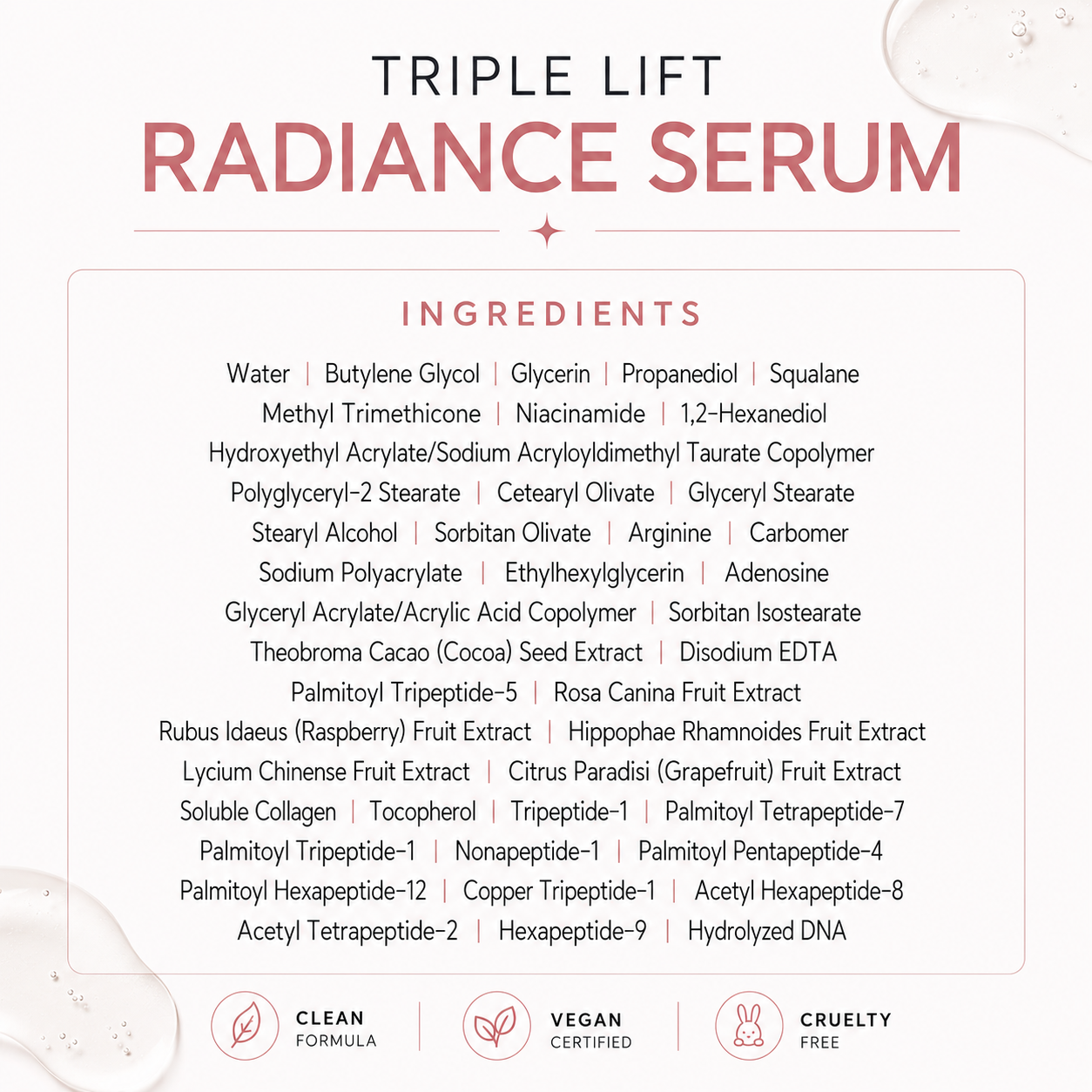 VARUZA Triple Lift Radiance Serum | Vegan Collagen + Vegan PDRN + 11 Peptides | 50 ml
