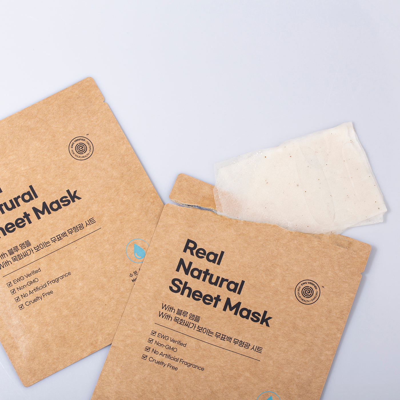 Real Natural Sheet Mask with Blue Ampoule with Unbleached & Non-fluorescent sheet