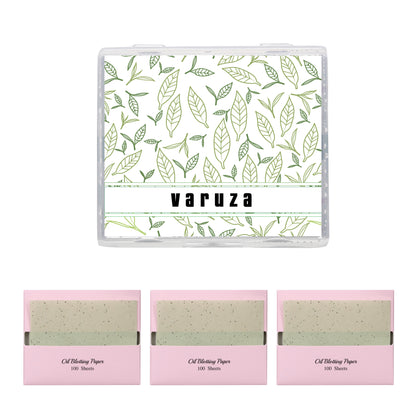 Natural Hemp Face Oil Blotting Paper with Mirror Case and Refills - Green Tea